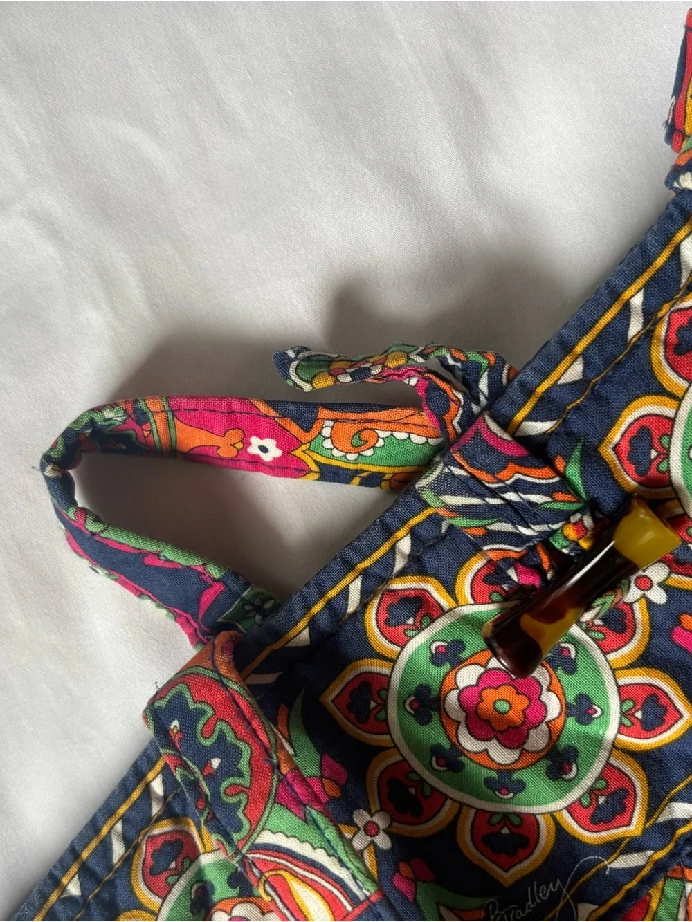 Vera Bradley Paisley Quilted Tote in Green, Pink, Orange & Navy